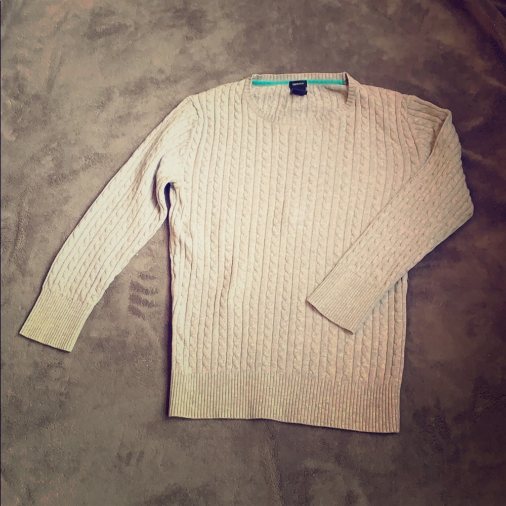 Light Gray Cable Knit Sweater.